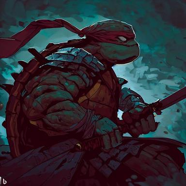 ninja turtle warrior in the style of Hayao Miyazaki